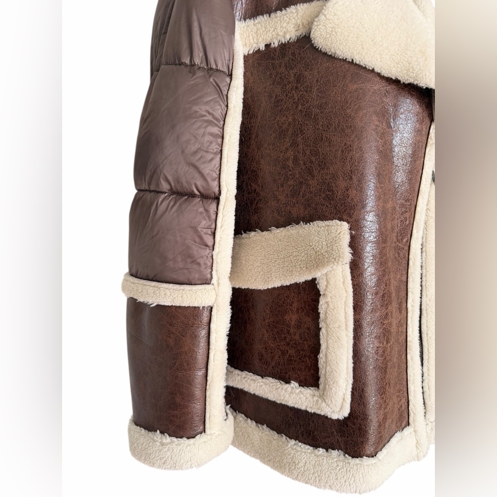Noize Raelynn Faux Shearling Trim & Vegan Leather Teddy Jacket - Picture 6 of 9